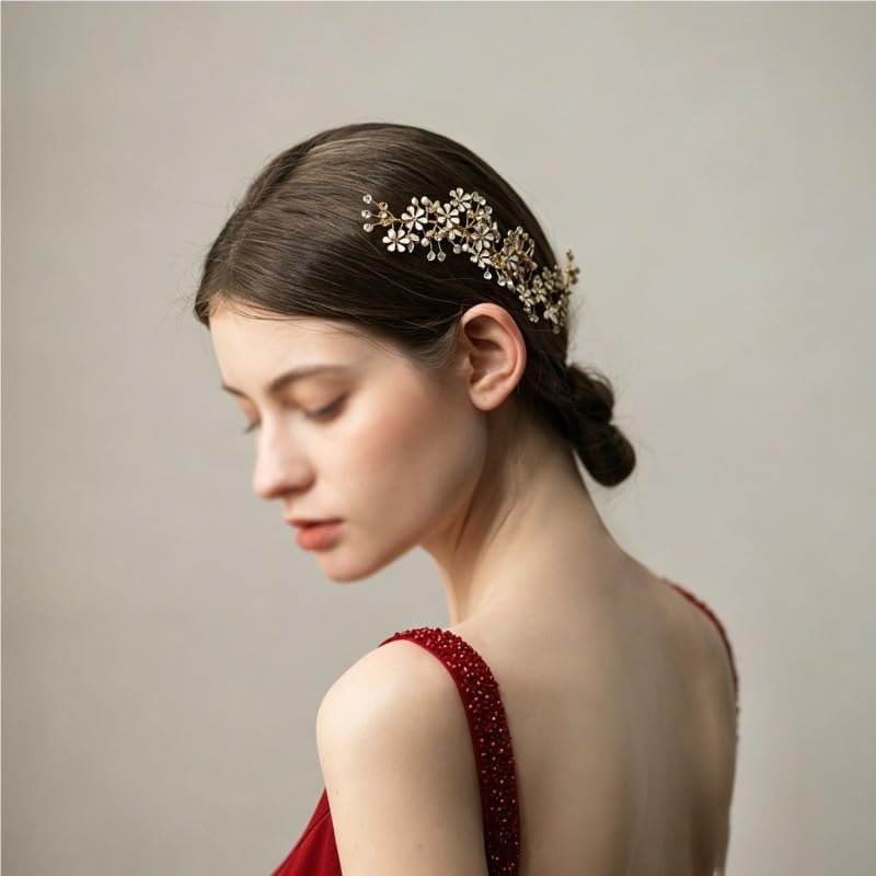 Floral Bridal Hair Comb with Freshwater Pearls image 3