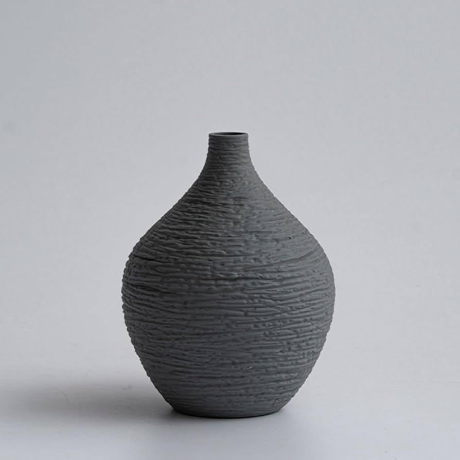 ダークグレー 陶器製 花瓶 約30cm ダークグレー 陶器製 花瓶 約30cm