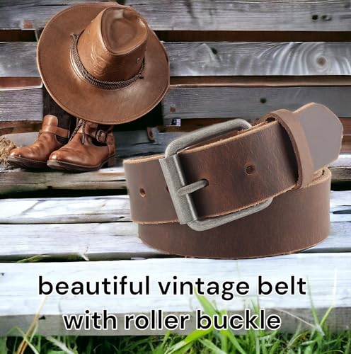 Men's Casual Full Grain Classic Leather Dress Belt For Jeans,1.5" Wide, USA4