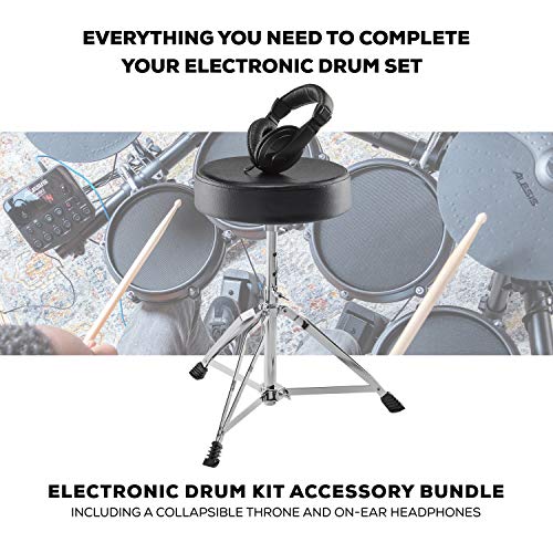 Image of Alesis Nitro Pro and Drum Essentials Bundle - Electric Drum Set with Accessory Pack including A Drum Throne and On-Ear Headphones