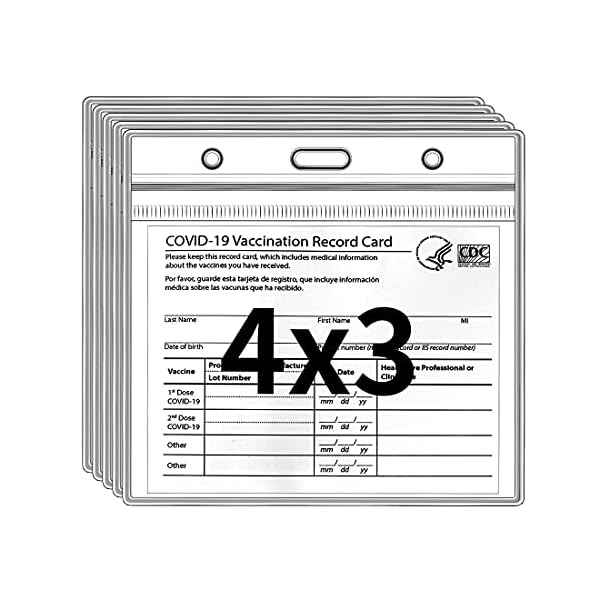 CDC Impfausweis-Schutzfolie, 10,2 x 7,6 cm, für COVID-19-Impfpass, transparent, aus Vinyl, mit wasserdichtem…