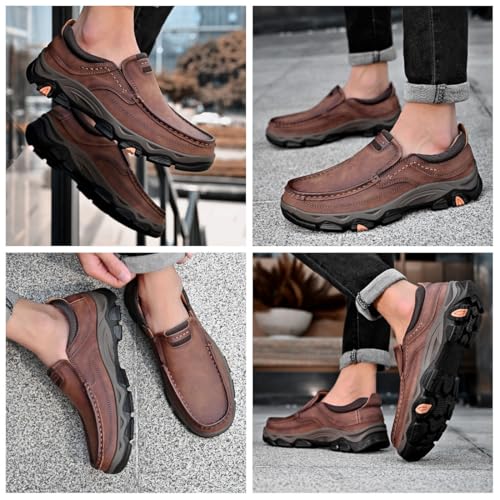 Men's Slip-On Leather Shoes – Breathable, Comfortable Walking Loafers with Arch Support for Work & Daily Wear4