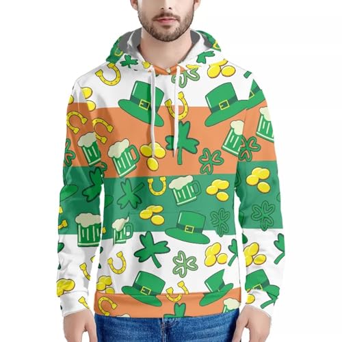 Image of Forchrinse Green Palm Tree Sea Beach Mens Hoodies Pullover Long Sleeve Fleece Hoodie Cozy Sport Casual Outwear