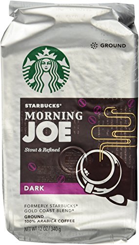 Starbucks Ground Coffee, Morning Joe, Dark Roast Coffee, Notes of Baking Chocolate & Dried Fruit, Ground 100% Arabica Coffee, 12-Ounce Bag (Pack of 3)