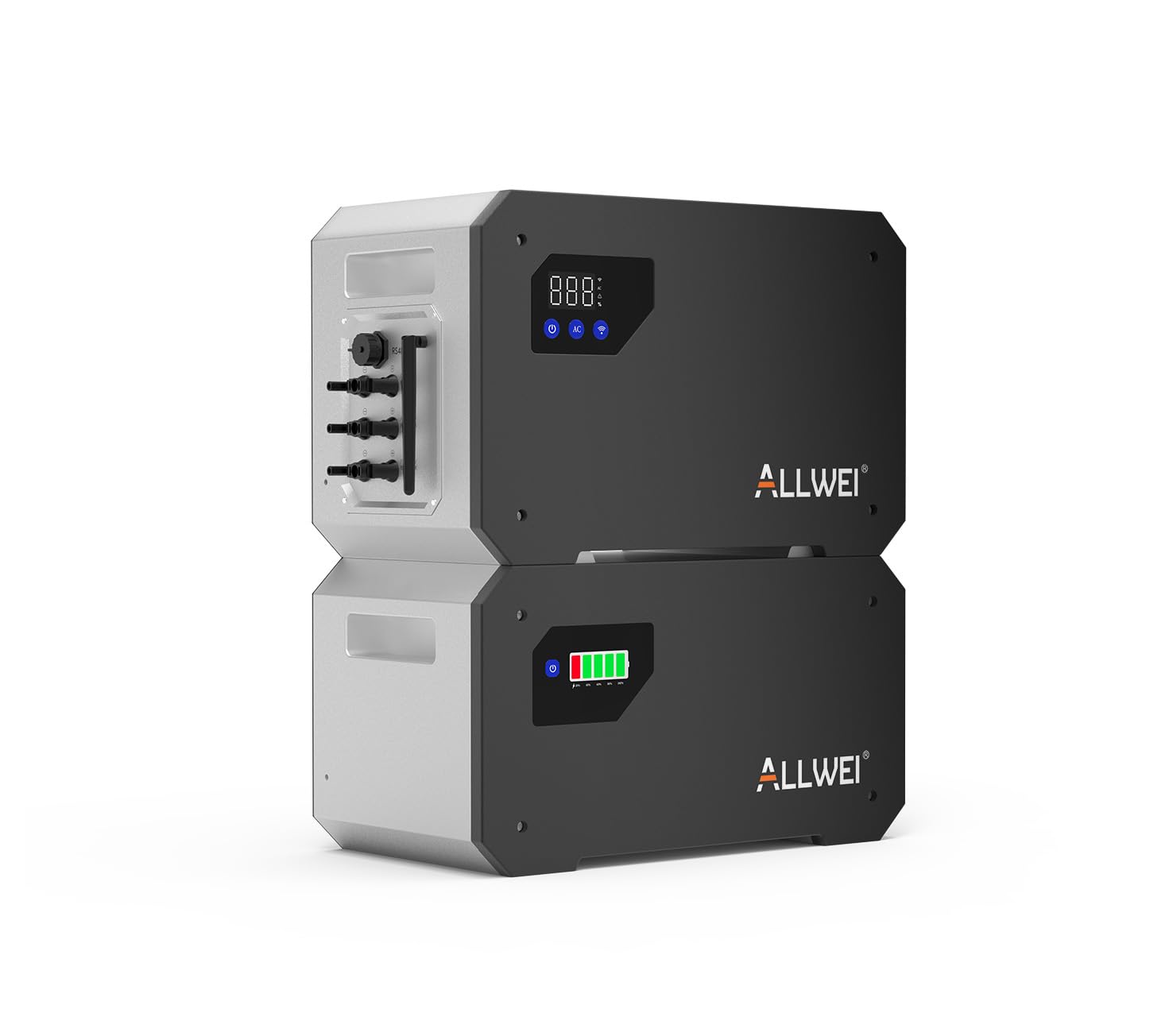 ALLWEI Balkonkraftwerk-Speicher (1600W |1600Wh) mit B160 Erweiterungsakku (1600Wh), 3 MPPT 2700Wp Solareingang, All-in-One, 6000 Ladezyklen, 3,2kWh Kapazität, Plug&Play