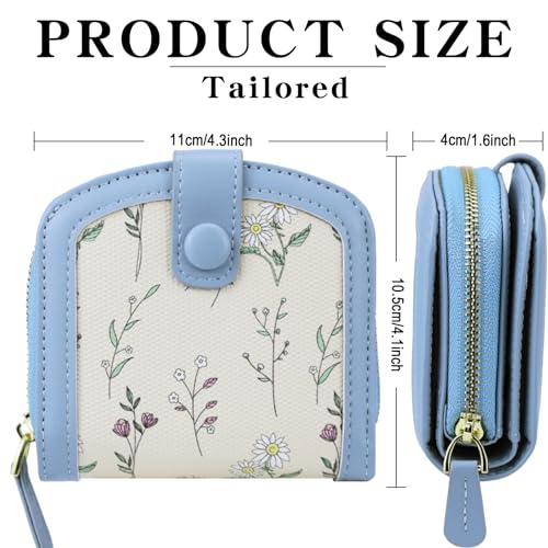 Cute Wallet Women Blue Womens Wallet for Girls Flower Wallet for Women Small Wallets for Women Leather Credit Card Holder Kawaii Cash Wallet for Women Ladies and Girls3