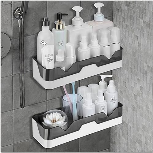 EigPluy Set of 2 Bathroom Shelves, No Drilling Shower Shelf, Wall Mounted Shower Baskets, Adhesive Shower Storage Rack for Bathroom/Kitchen - Image 6