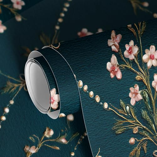 Image of PAPER PLANE DESIGN Vintage Floral Self Adhesive Wallpaper Peel & Stick, Waterproof, Stain-Proof & Self Adhesive Vinyl | Easy to Clean | 16 in X 90 in, Decor for Bedroom, Hallway, Living Room (E)