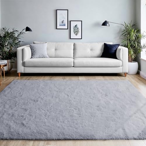 BEIMO Alfombra Pelo Largo, Shaggy Moderna Alfombras Salón, Suave, Antideslizante, Grande No Pierde Pelo Alfombra para Dormitorio, Habitacion, Gris, 120x170cm