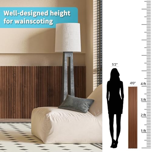 Image of Art3d 48 x 6 Inch WPC Wood Slat Wall Panels, 3D Wall Accents, 16-Pack, Teak