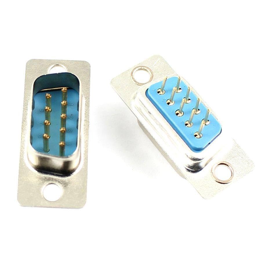 100 Pcs D-SUB DIP 9 Pin Male Solder Type Straight Round Pin Adapter Connector Socket 2 Rows