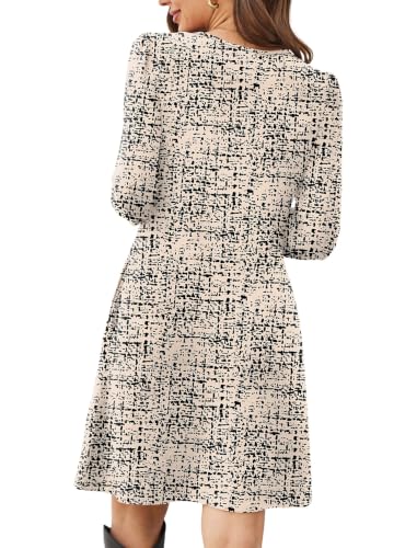 Image of OFEEFAN Womens Long Sleeve Tunic Dress Fall Fashion Sweater Dress with Pockets Pleated Front Casual Winter