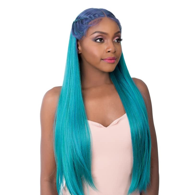 It's A Wig Synthetic Pre-Braied 4" Deep Center Parting Lace Front Wig SWISS LACE CROWN BRAID DABO (PRIZM BLUE VIOLET)