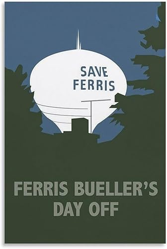 LRefiozas Single Hanging Picture Ferris Bueller's Day Off Canvas Poster Retro 90s Movie Print, Cool Vintage Wall Art for Bedroom, Dorm, Man Cave
