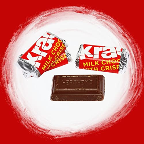Hershey's Miniature Krackel Milk Chocolate & Crisp Rice Candy Bars, Bulk, Individually Wrapped Minis, (3 Lbs.) Great For Valentine's Day, Gifts, Office Candy Bowls, Movie And Game Nights & More! #TOP4