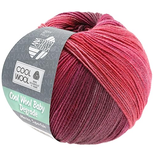 LANA GROSSA Cool Wool Baby Degrade | 100% Schurwolle Merino, filzfrei | Handstrickgarn aus 100% Schurwolle (Merino) | 50g Wolle zum Stricken & Häkeln | 220m Garn FB 507
