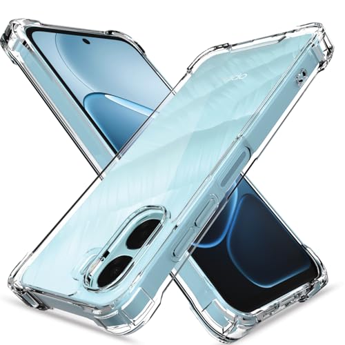 Image of Pikkme Back Cover for Oppo A6X 5G PC + TPU Clear Transparent Raised Edges Shockproof Protective Phone Bumper Case (Transparent)