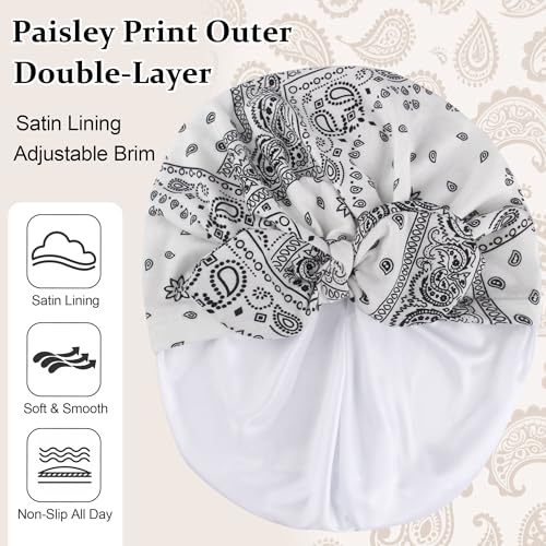 Image of Ababalaya Satin Lined Beanies for Women Chemo Headwear Silky Lined Cotton Sleeping Cap
