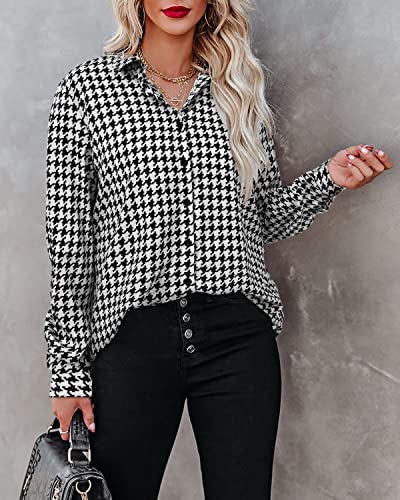 Magritta Women's Shirts Fashion Casual Loose Fit Long Sleeve Button Down Lightweight Collared Blouse Tops3