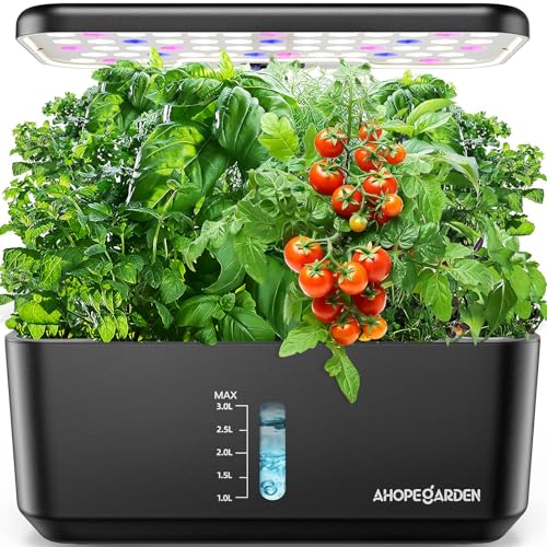 Ahopegarden Indoor Garden Hydroponics Growing System: 10 Pods Kit with LED