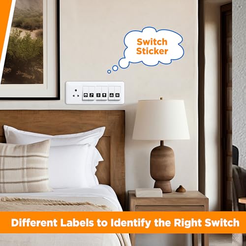Image of Trueflair Stickers for Switch Board for Home Wall Switches, Contain All Common Switch Stickers (Black and White - 3)