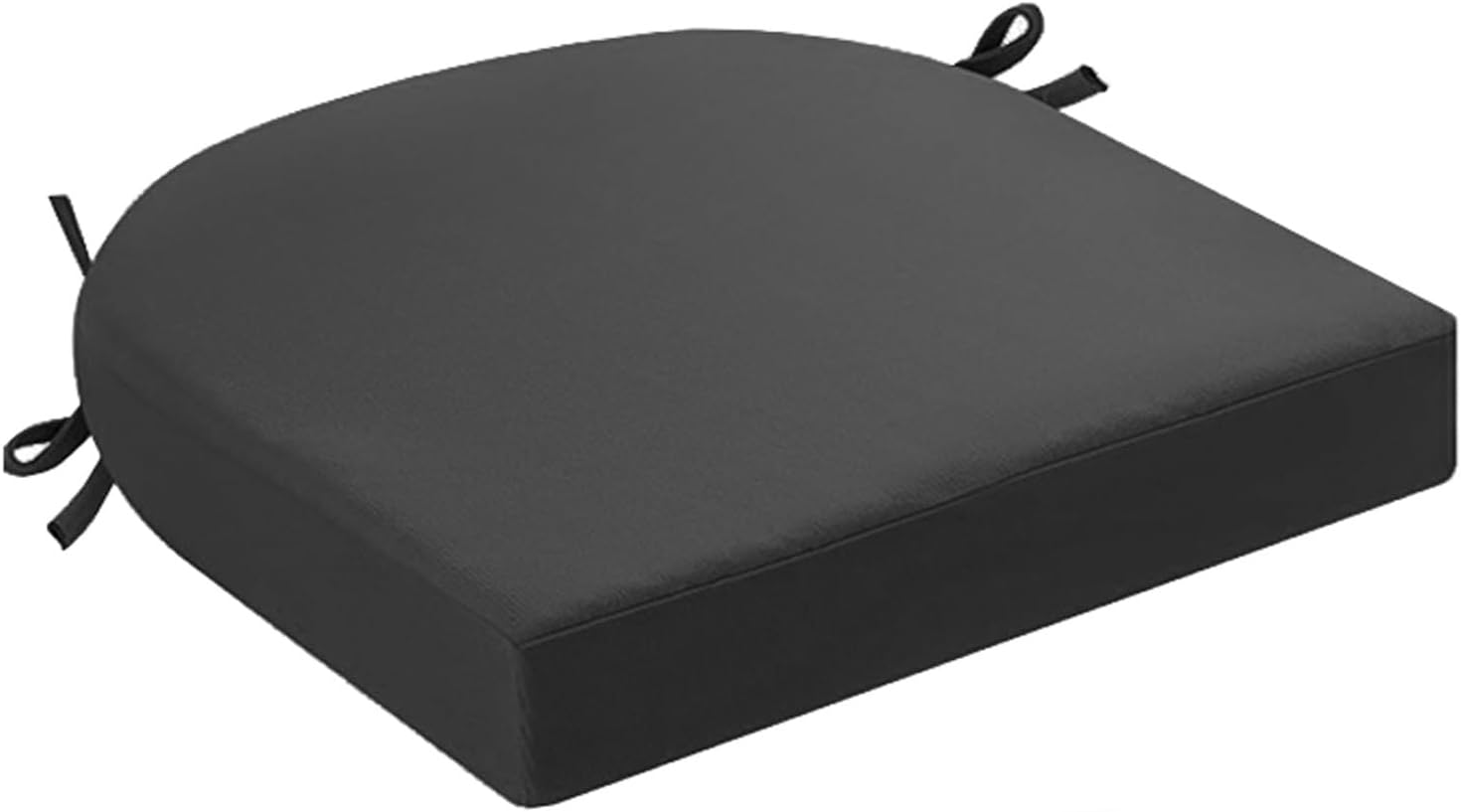 (Box of 2)Chair Cushions D-Shaped Dining Chair Pads Patio Furniture Cushions Replacement Waterproof Kitchen Chair Pads with Ties and Removable 2\" Thick Dining Chair Cushions for Garden Yard(Dark Gray,18x18in) 18x18in Dark Gray