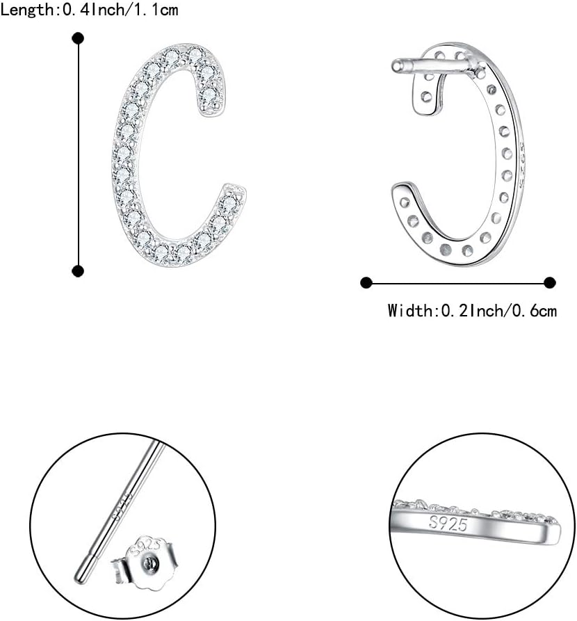 BriLove 925 Sterling Silver Cubic Zirconia Alphabet Initial Stud Earrings Jewelry Gifts for Women Christmas Accessories - Image 5