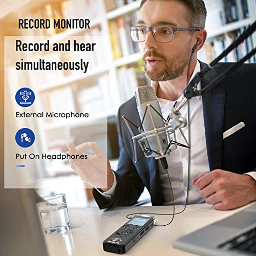 EVISTR V508 Digital Voice Recorder for Lectures Meetings - Portable Recording Devices with Playback, Line-in, Password, USB Rechargeable
