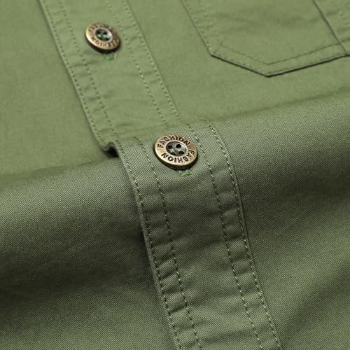 Zyvrenix Men's Long Sleeve Button Down Cotton Shirts with Pockets Green 3XL - image 5