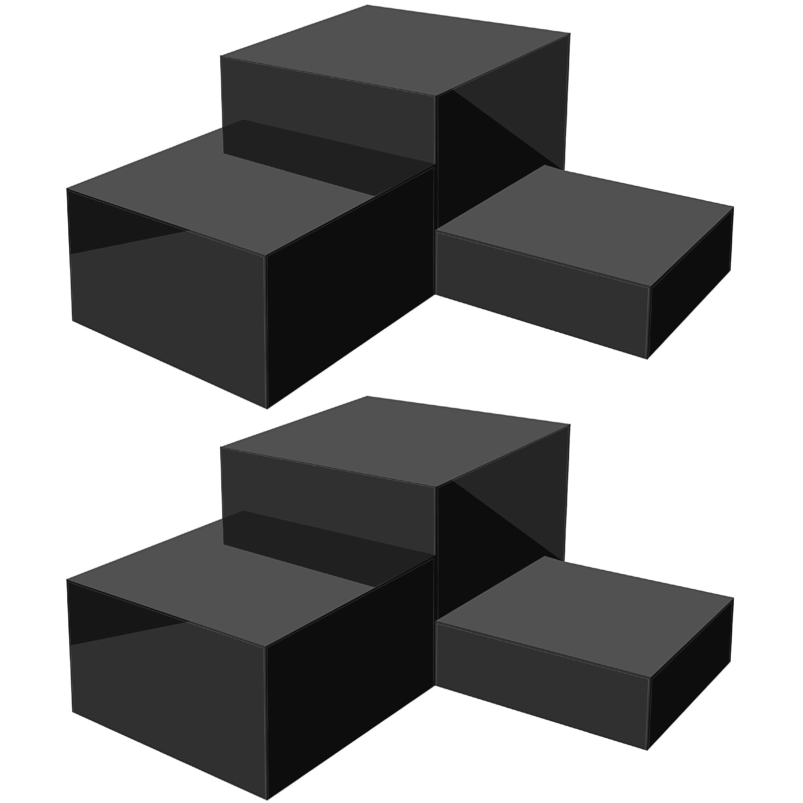 6 Pcs Buffet Risers,Food Risers for Buffet Display,Acrylic Cube Display Nesting Risers,Acrylic Riser Display Stand for Catering Dessert Collectibles Jewelry Figures Show,Black(6",7",8")