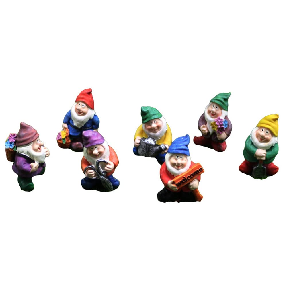 CTRLZS 7 Pieces Gnomes Fairy Resin Statues Mini Garden Statues Decoration Tale Statue for Holiday Festival Decoration