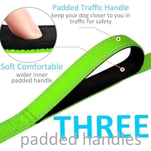   3-Handle-Dog-Leash-10FT-Triple-Handle-Dog-Leash-Reflective-Stitching-Three-Padded-Traffic-Handles-Heavy-Duty-Dog-Leash-Training-Dog-Lead-for-Control-and-Safety