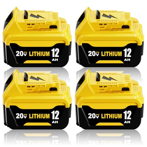 Eagglew 4Packs 12000mAh DCB206 Replacement for Dewalt 20v Battery 12.0Ah Compatible with Dewalt 20v Max Battery Lithium Compatible with 20 Volt Battery DCB201 DCB203 DCB207 DCB204 Power Tools(4Pack)