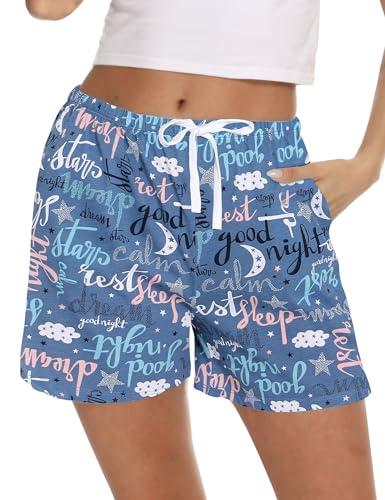 Image of ENJOYNIGHT Women Pajama Shorts Cotton Lounge Bottoms Sleep Shorts with Drawstring & Pockets