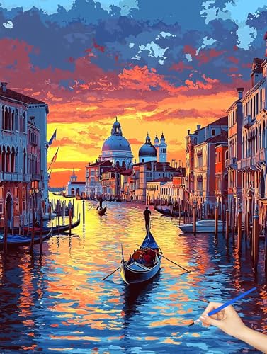 数字油絵 風景 Paint by Numbers for Adults ヴェネツィア 数字塗り絵 DIYペイントバイナンバー 大人のためのクリエイティブな趣味 ナンバーペイント 向け ブラシ/アクリルペイントキット 子供 初心者 手工?? ホーム オフィス