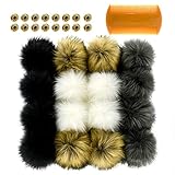 16 Stück 12cm Kunstfell Bommel Fellbommel Fluffy Pompoms Pompon fake fur Hats mit druckknopf Kunstpelz Ball Fuchs Pelz Flauschige FüR MüTze Bommel für mütze Bommel