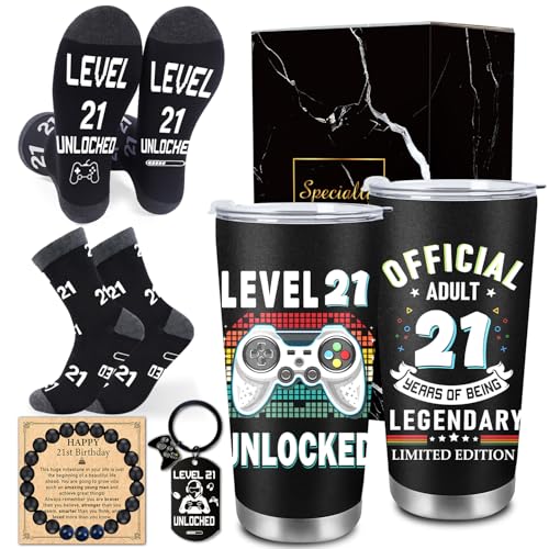 INCOK 21th Birthday Gifts for Him, 5Pcs 21 Year Old Boy Birthday Gift Ideas with 20oz Tumbler,...