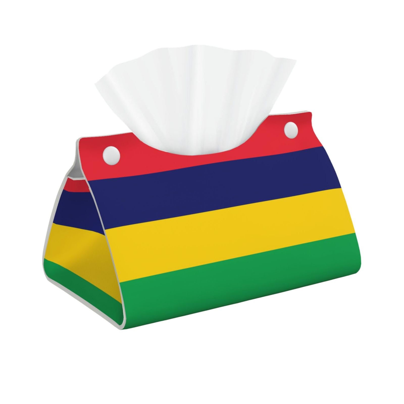 Flag of Mauritius Print Long Tissue Box Cover Holder Foldable Leather Organizer for Vanity, Nightstand, Desk & Bathroom