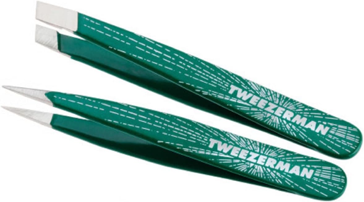 Tweezerman Emerald Shimmer Micro Mini Slant & Point Tweezer Set