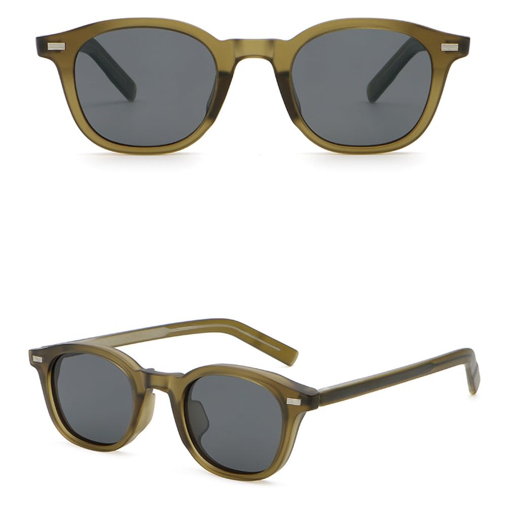 Gafas de sol polarizadas de moda para mujer, gafas de sol cuadradas unisex de acetato, color verde y gris, con protección UV400 para hombre