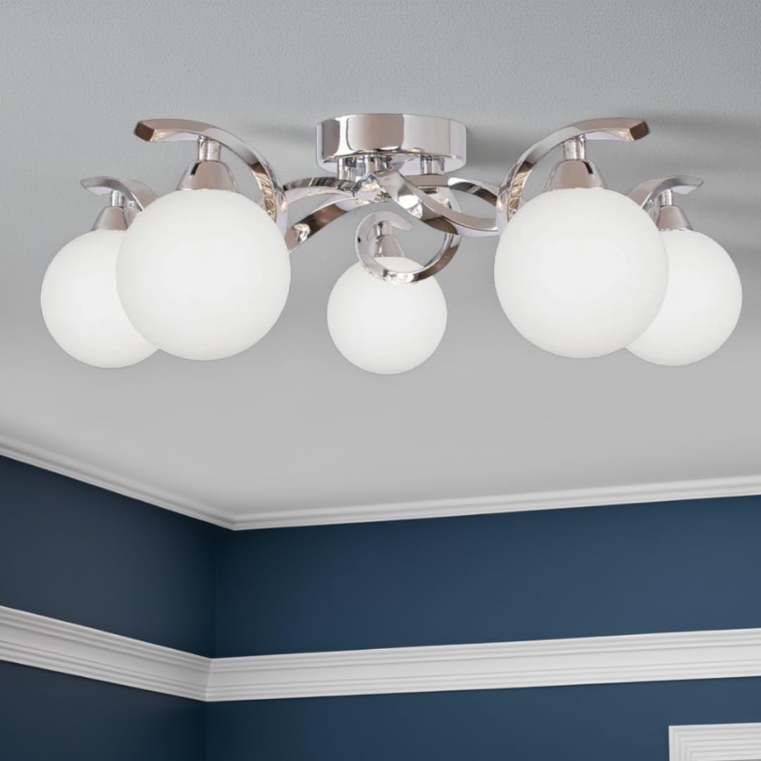 Pagazzi Chrome Bombo Semi Flush 5 Light Ceiling Light