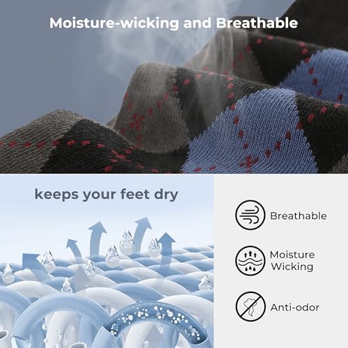 Image of BAMBOO COOL Men's Crew Socks Bamboo Viscose Breathable Rib Dress Socks For Men, Casual Lightweight Comfort 6 Pack