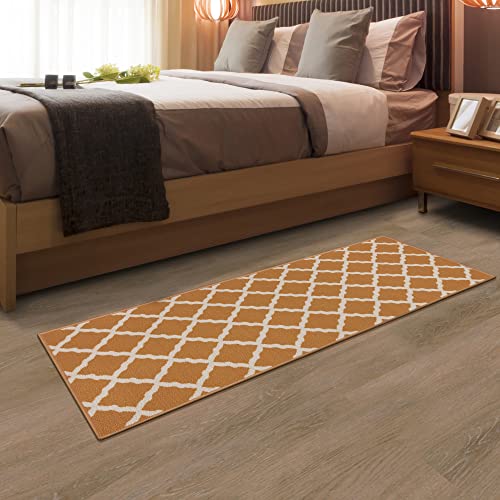 Ottomanson Glamour Collection Non-Slip Rubberback Moroccan Trellis Design 2X5 Indoor Runner Rug, 20" X 59", Orange #TOP7