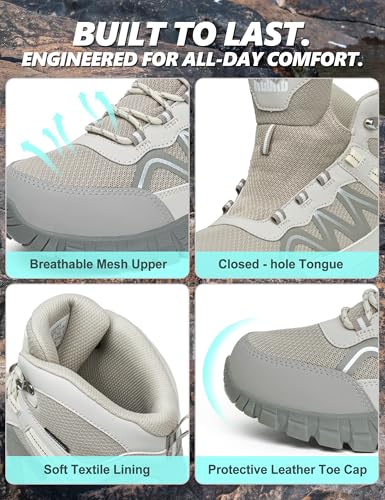 Image of R CORD Women's Hiking Boots, Waterproof Lightweight Trail Shoes with Non-Slip Grip, Comfortable Mid-Cut Outdoor Boots for Hiking, Camping, Travel & Everyday Adventures