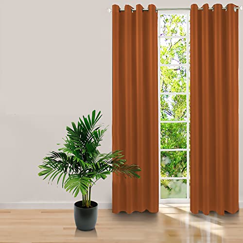 yibo Cortinas Salon Dormitorio Opacas para Ventanas 2 Pieza 150 X 260 CM Protección Solar y Anti Luz Cortinas de Terciopelo Moderno Liso (Naranja)