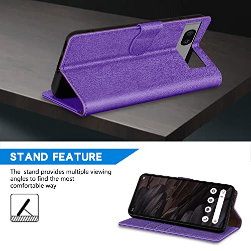 Image of ZZXX for Google Pixel 7a Wallet Case Magnetic Closure 6.1 inch,Purple