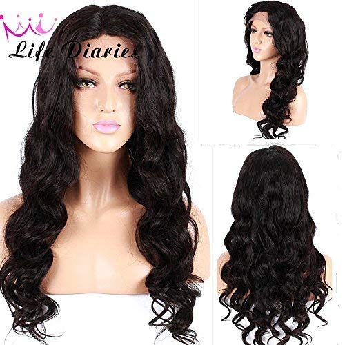 No Tangle 10A 360 Lace Frontal Wig 150% Density Pre Plucked Natural Body Wave Natural Color Brazilian Virgin Human Hair Wigs for All Skin Women 12 Inch