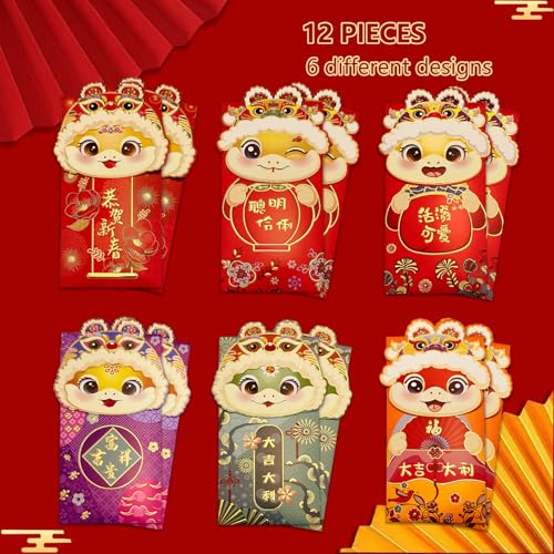 Envelopes vermelhos de cobra de ano novo chinês 2025, envelopes chineses vermelhos para dinheiro, bo