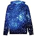 Kids Girls Boys Blue Fashion Hoodies 3D Galaxy Cool Sweatshirts Space Trippy Starry Print Spring Fall Winter Pullover Sweater Shirts Long Sleeve Lightweight Graphic Hoody Blouse Top Age 6-8Y