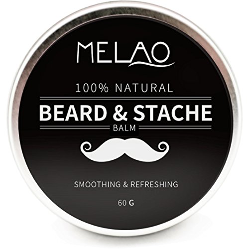 Bálsamo para barba, Bálsamo de barba con aceite de argán y mantequilla de mango, cera de barba natural para el cuidado de la barba y bálsamo de peinado, Promueve Crecimiento de barba y Shine 60 g